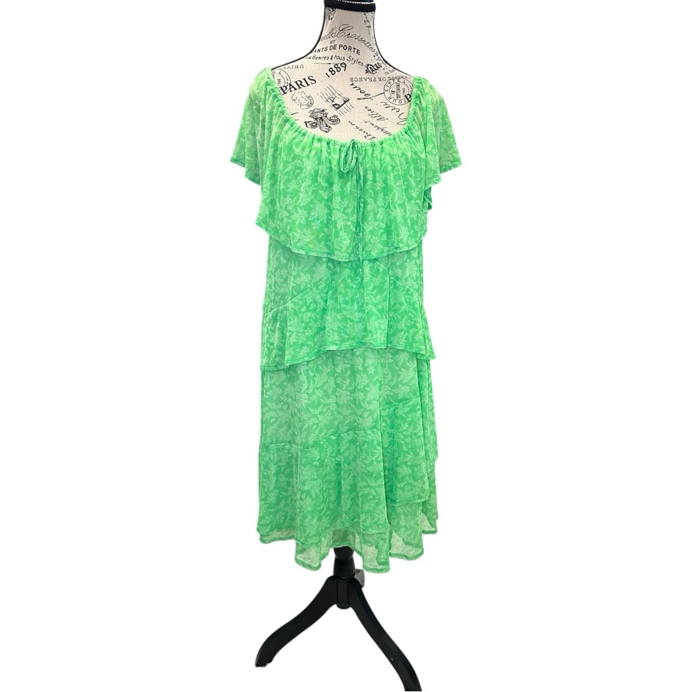 Cato Bright Green Tiered Dress NWT - Picture 2 of 8